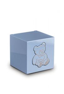 Blue baby urn with Teddybear