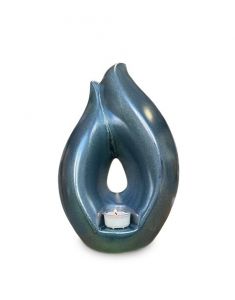 Candle urn for ashes 'Flame of Memory' grey blue - suitable for LED candle