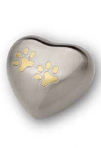 Heart shaped pet urn with pawprints