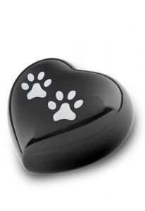 Grey pet urn heart pawprints