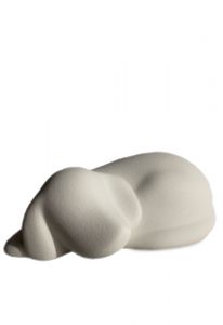 Pet cremation ashes urn 'Lying dog' white