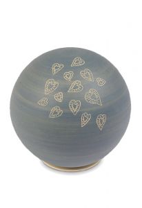 Spherical cremation ashes urn 'Hearts' Grey Slib