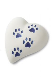 Pet cremation ashes urn heart with paw prints