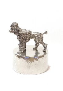 Poodle urn silver tin