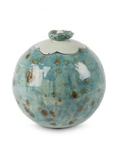 Ceramic cremation ashes urn 'Lotus' turqoise